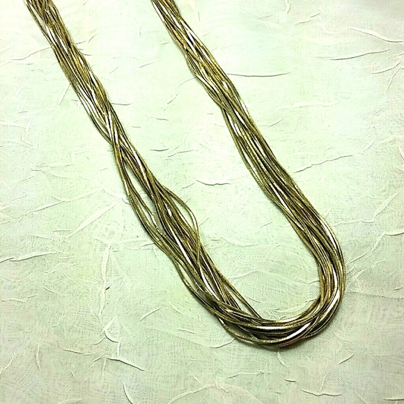 Necklace 34" Multiple Strand Gold Plated Snake Chain Glamorous Mobwife EUC - Picture 8 of 8